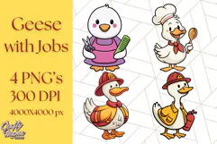 Goose Occupation Clipart PNG, Cute Job-Themed Graphics Product Image 1