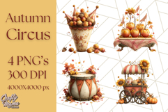 Autumn Circus Clipart Carnival Tent Fall PNG, Vintage Circus Product Image 1