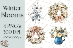 Whimsy Winter Florals Clipart PNG, Christmas Png Clipart Product Image 1