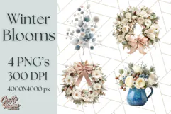 Whimsy Winter Florals Clipart PNG, Christmas Png Clipart Product Image 1