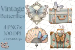 Vintage Butterfly PNG Clipart, Fairytale Cottagecore Images Product Image 1