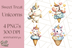 Cute Dessert Unicorn PNG Clipart with Cupcakes &amp; Candies Product Image 1