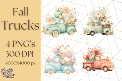 Vintage Truck Pumpkin and Fall Flowers PNG Clipart, Autumn Product Image 1