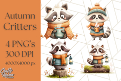 Cozy Autumn Animal Clipart, Fall Forest Critters PNG Product Image 1