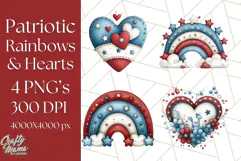 Patriotic Scandinavian Rainbow Clipart PNG, 4th Of July Png Product Image 1