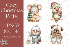 Christmas Pets in Pajamas Clipart PNG, Christmas Png Clipart Product Image 1