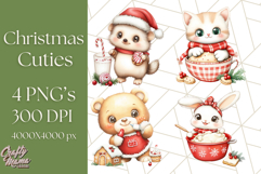 Christmas Baking Critters PNG Clipart, Cute Animals Holiday Product Image 1