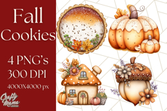 Fall Cookie Clipart PNG, Autumn Sweets Pumpkin Cookies Product Image 1