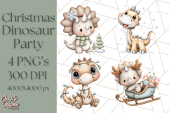 Christmas Dinosaur Party Png, Dino Clipart PNG Product Image 1