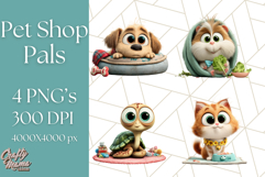 Pet Shop Clipart, Cute Big Eyed Animals, Kawaii Pets PNG Product Image 1