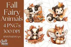 Fall Fairy Animal Clipart PNG, Woodland Creatures With Wings Product Image 1