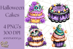 Whimsical Halloween Cake Clipart PNG, Spooky Desserts Product Image 1