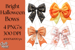 Halloween Bow Clipart, Bright Holiday Ribbon PNG Product Image 1