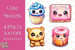Sweet Treat Face PNG Clipart, Cute Kawaii Dessert Art Png Product Image 1