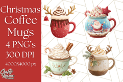 Christmas Coffee Mugs Clipart PNG Festive Cups Product Image 1