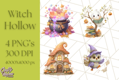 Halloween Witch House Clipart PNG with Potions and Brooms Product Image 1