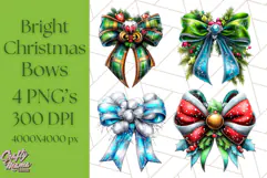 Bright Shiny Christmas Bows PNG Clipart, Winter Holiday Png Product Image 1