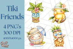Tropical Tiki Friends PNG Clipart, Cute Summer Art Product Image 1