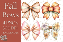 Fall Bow Clipart, Autumn Hair Bows PNG, Fall Ribbon Png Product Image 1