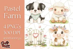Pastel Farm Nursery PNG Clipart, Baby Animals And Elements Product Image 1