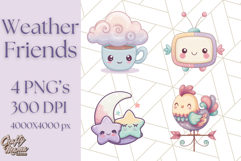 Kawaii Weather Clipart PNG, Cute Pastel Weather Icons Product Image 1