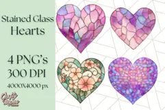 Stained Glass Heart PNG Clipart in Pastel and Bright Colors Product Image 1