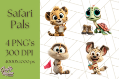 Cute Safari Animal Clipart with Jungle Accessories Png Product Image 1