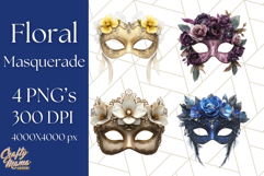Vintage Garden Masquerade Floral Eye Mask PNG Clipart Product Image 1