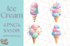 Ice Cream Clipart PNG, Summer Treats Clip Art, Swirl Cone Product Image 1