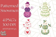 Patterned Snowman Silhouette PNG Clipart Product Image 1