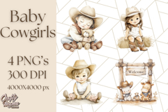 Cowgirl Baby Clipart PNG, Cute Toddler Western Outfit Art Product Image 1