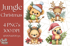 Safari Christmas PNG Clipart, Cute Jungle Animal Art Product Image 1