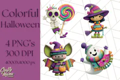 Colorful Halloween Clipart PNG, Cute Kids & Candy Clip Art Product Image 1