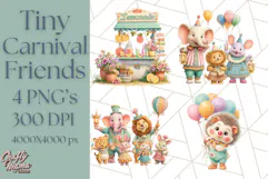 Tiny Carnival Friends Clipart PNG, Animal Fair Festival Product Image 1