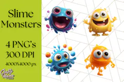 Slime Monster Clipart, Colorful Goo Graphics Png Product Image 1