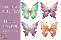 Stained Glass Butterfly PNG Colorful Clipart for Sublimation Product Image 1