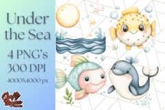 Under the Sea Nursery Clipart, Ocean Animals PNG Product Image 1