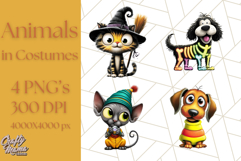 Halloween Animals in Costumes Clipart PNG, Cute Pets Art Product Image 1
