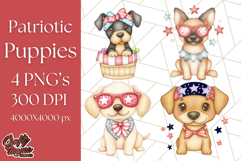 Patriotic Dogs Clipart, Cute 4th of July Puppies PNG Product Image 1