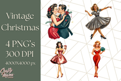 Vintage Glamorous Christmas Party Clipart PNG, Holiday Png Product Image 1