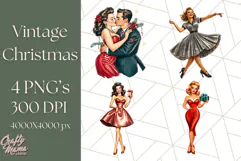 Vintage Glamorous Christmas Party Clipart PNG, Holiday Png Product Image 1