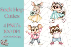 Sock Hop Animal Dance Party PNG Clipart, Cute Retro 1950s Product Image 1