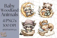 Woodland Nursery Baby Animals Clipart, Cute Animals Png Product Image 1