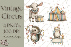 Vintage Carnival Animals Clipart PNG, Retro Circus Elements Product Image 1