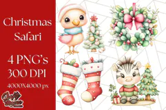 Muted Cute Safari Christmas Animal PNG Clipart, Holiday Png Product Image 1