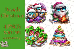 Summer Christmas Clipart PNG, Tropical Holiday Art Clip Art Product Image 1