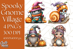 Spooky Gnome Village Clipart PNG Halloween Png Product Image 1
