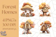 Autumn Treehouse & Woodland Cabin PNG Clipart Product Image 1