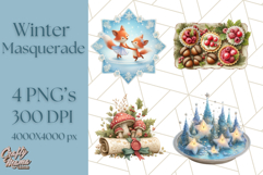 Winter Animal Masquerade Clipart PNG Woodland Animals Product Image 1