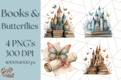 Cottagecore Butterfly and Book PNG Clipart Reading Elements Product Image 1